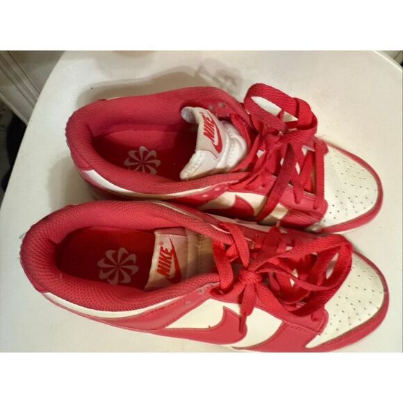 Nike Women's Dunk Low Top Lace Up Leather Sneaker Shoes White Pink Size 8 - Picture 9 of 10